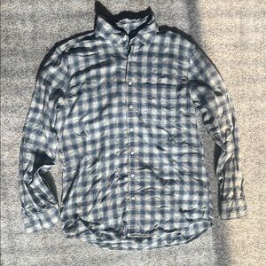 American Eagle Outfitters Gray Plaid Flannel Button Down Shirt (LT)